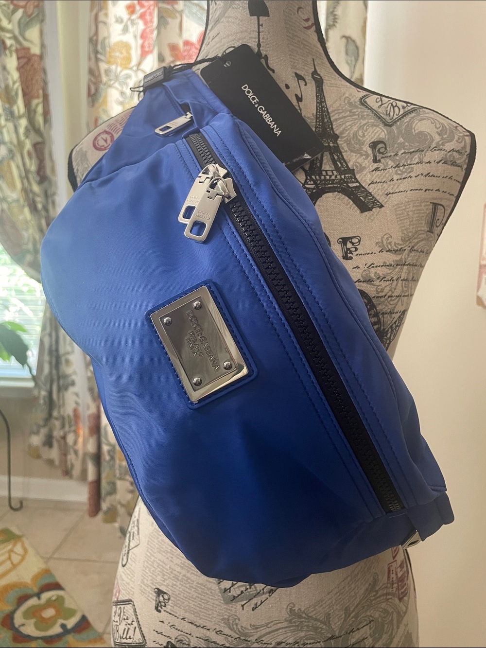 Dolce Gabbana Unisex Belt-Bum Blue Nylon Adjustable NWT Bag & 4 zip pockets.